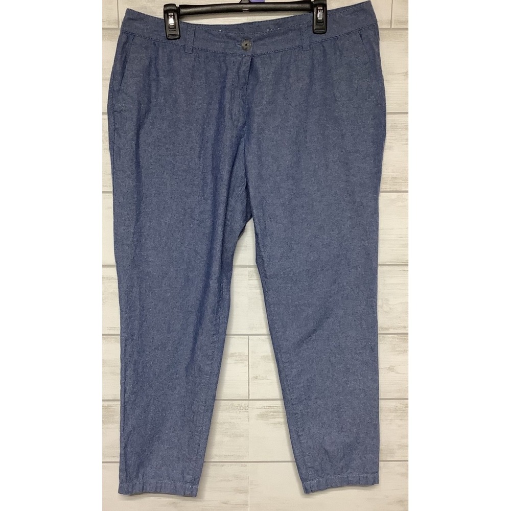 Ladies Talbots The Weekend Chino Blue Chambray Pants Size 14W